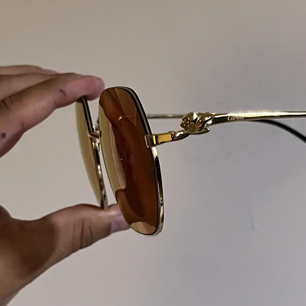 Cartier Sunglasses Mens Gold Brown Oversized Metal A02F44C6 Made In France - Picture 3 of 11
